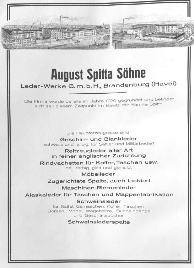 Zeitungsanzeige der Firma August Spitta Shne